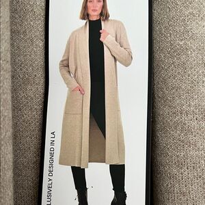 NWT Maxsport Long Open-Front Cardigan with Patch Pockets - Buff